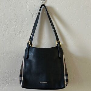 Burberry Black Leather Shoulder Bag with Gold Hardware
